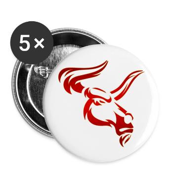 Bull Bull Head Head Logo Steak Beast Gym Horn - Buttons large 2.2''/56 mm (5-pack) - white - Front