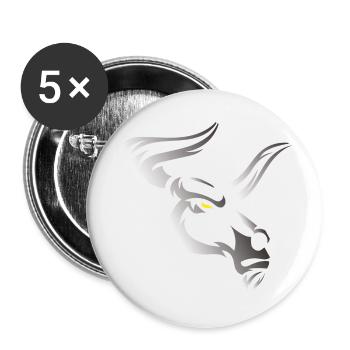Bull Bull Head Head Logo Steak Beast Gym Horn - Buttons large 2.2''/56 mm (5-pack) - white - Front
