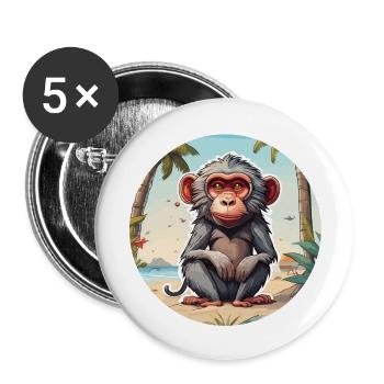 Affe / Tier / Zoo / Babian / Wild / Comic - Buttons groß 56 mm (5er Pack) - Weiß - Vorne