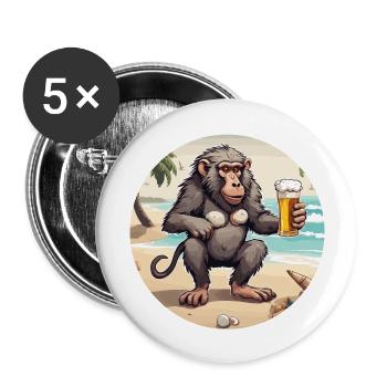 Affe / Tier / Zoo / Babian / Wild / Comic - Buttons groß 56 mm (5er Pack) - Weiß - Vorne