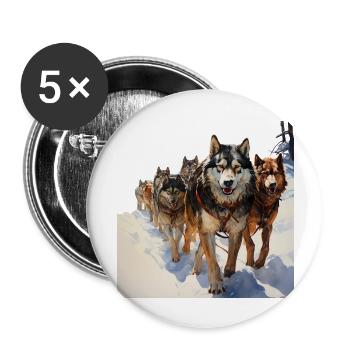 There are many types of sled dogs - Buttons large 2.2''/56 mm (5-pack) - white - Front