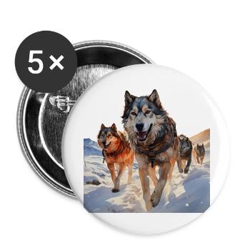 Les courses de chiens de traîneau sont un sport populaire - Lot de 5 grands badges (56 mm) - blanc - Devant