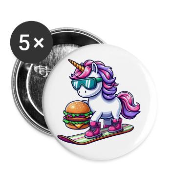 Licorne Snowboard Winterburger - Lot de 5 grands badges (56 mm) - blanc - Devant