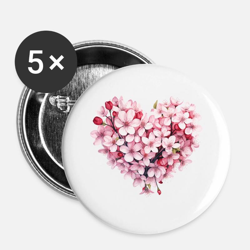 Sakura Heart - Buttons large 2.2''/56 mm (5-pack) - white