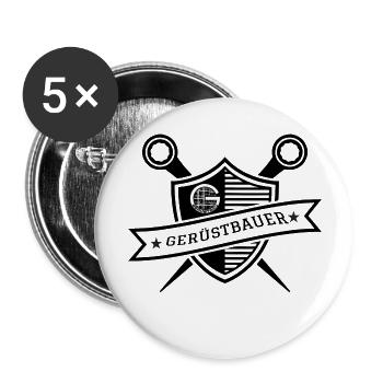 Gerüstbau Wappen - Buttons groß 56 mm (5er Pack) - Weiß - Vorne