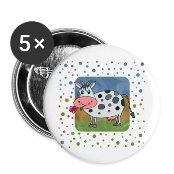 Kuh - Buttons groß 56 mm (5er Pack) - Weiß - Vorne