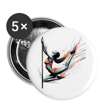 Pole Dance Dynamics Colors Gift - Buttons large 2.2''/56 mm (5-pack) - white - Front