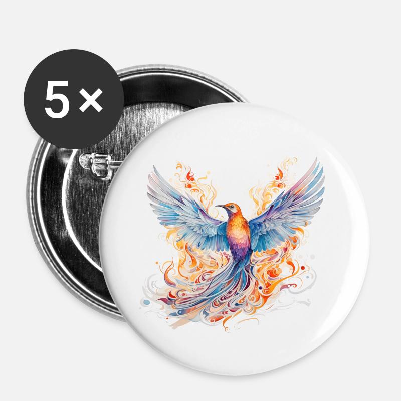 Paradise Bird - Buttons large 2.2''/56 mm (5-pack) - white