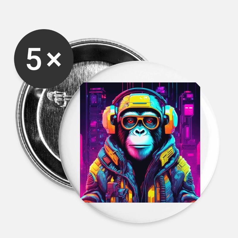 Nft Monkey - Buttons large 2.2''/56 mm (5-pack) - white