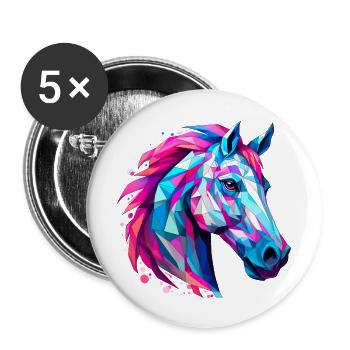 Horse's head - Buttons large 2.2''/56 mm (5-pack) - white - Front