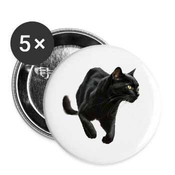 , Black Cat, Cat Picture - Buttons large 2.2''/56 mm (5-pack) - white - Front