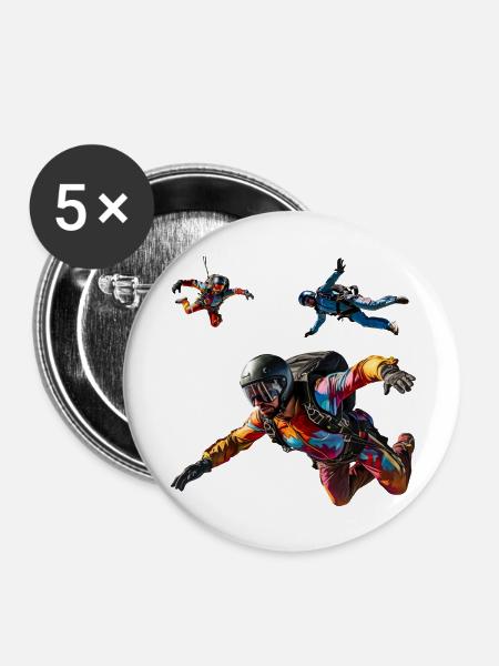 Faszination Fallschirmspringen - Buttons groß 56 mm (5er Pack) - Weiß