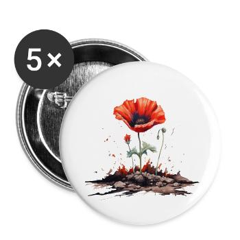 Poppy Blossom - Buttons large 2.2''/56 mm (5-pack) - white - Front