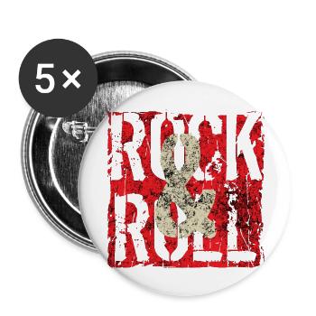 Musik, Retro, Heavy Metal, Hard Rock, Punk, Vinyl, Pop - Buttons groß 56 mm (5er Pack) - Weiß - Vorne