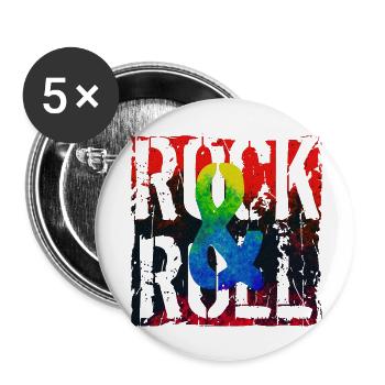 Musik, Retro, Heavy Metal, Hard Rock, Punk, Vinyl, Pop - Buttons groß 56 mm (5er Pack) - Weiß - Vorne
