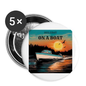 Holiday On a Boat Sunset - Buttons large 2.2''/56 mm (5-pack) - white - Front