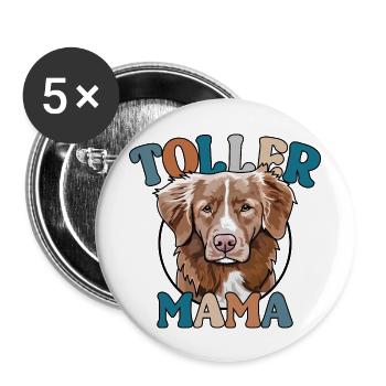 Toller Mama Nova Scotia Duck Tolling Retriever - Buttons groß 56 mm (5er Pack) - Weiß - Vorne