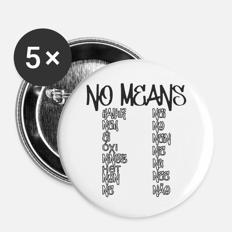 No means no - Buttons large 2.2''/56 mm (5-pack) - white