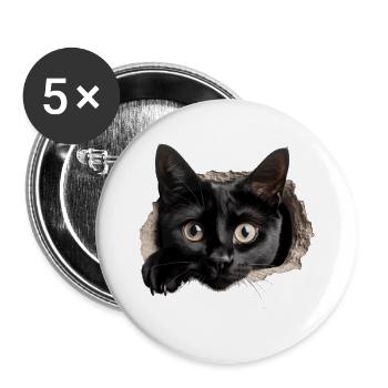 Funny Cute Cat peeking - Cute Kitty Cat - Buttons groß 56 mm (5er Pack) - Weiß - Vorne