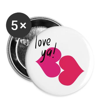 Love you , bisou bisou - Lot de 5 grands badges (56 mm) - blanc - Devant
