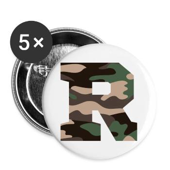Letter R Military Camouflage - Geschenkidee - Buttons groß 56 mm (5er Pack) - Weiß - Vorne