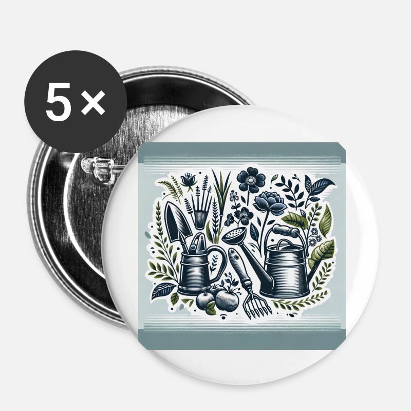 Gardener's Happiness - Buttons large 2.2''/56 mm (5-pack) - white
