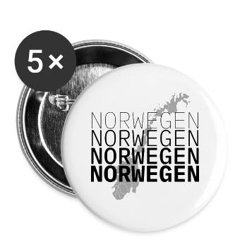 Norvège quatre lettrages avec carte - Lot de 5 grands badges (56 mm) - blanc - Devant