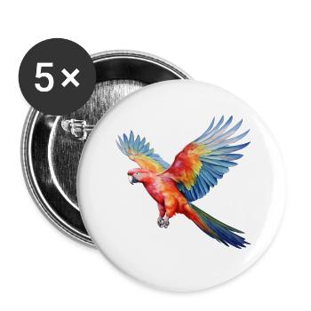 Fliegender Papagei - Buttons groß 56 mm (5er Pack) - Weiß - Vorne