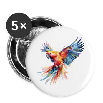 Rainbow Parrot - Buttons large 2.2''/56 mm (5-pack) - white - Front