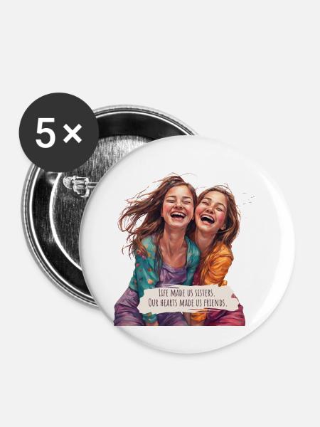 Schwesternliebe - Buttons groß 56 mm (5er Pack) - Weiß