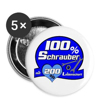 Auto Tuning Schrauber Kult Shirt Leidenschaft (25) - Buttons groß 56 mm (5er Pack) - Weiß - Vorne