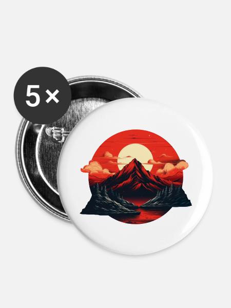 Glühen in den Bergen - Buttons groß 56 mm (5er Pack) - Weiß