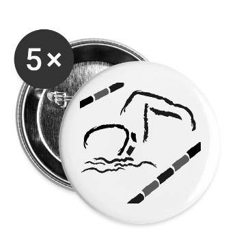 Natation - Lot de 5 grands badges (56 mm) - blanc - Devant
