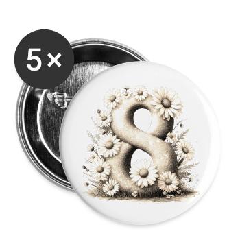 N ° 8 eit numérique fond numéro vecteur signe tal - Lot de 5 grands badges (56 mm) - blanc - Devant