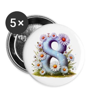 N ° 8 eit numérique fond numéro vecteur signe tal - Lot de 5 grands badges (56 mm) - blanc - Devant