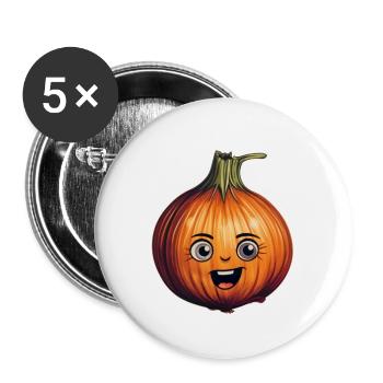 Oignon Kawaii - Lot de 5 grands badges (56 mm) - blanc - Devant