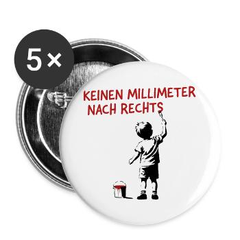 Keinen Millimeter nach Rechts im Streetart Stil - Buttons groß 56 mm (5er Pack) - Weiß - Vorne