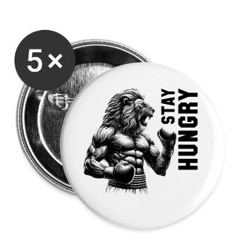 Lion rugit rester affamé Boxer combattant cadeau - Lot de 5 grands badges (56 mm) - blanc - Devant