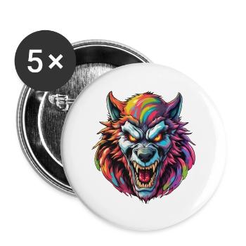 Werewolf / Full Moon / Creature / Transformation / Curse - Buttons large 2.2''/56 mm (5-pack) - white - Front