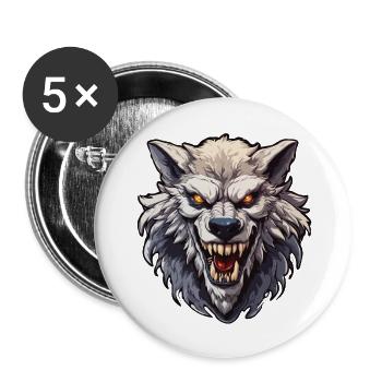 Werewolf / Full Moon / Creature / Transformation / Curse - Buttons large 2.2''/56 mm (5-pack) - white - Front