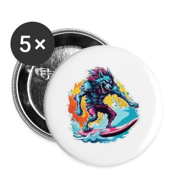 Loup-garou / Pleine lune / Créature / Transformation / Malédiction - Lot de 5 grands badges (56 mm) - blanc - Devant