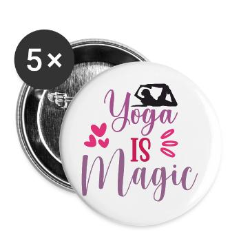 Yoga is Magic - Buttons large 2.2''/56 mm (5-pack) - white - Front