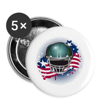 Casque de football avec drapeau américain - Lot de 5 grands badges (56 mm) - blanc - Devant