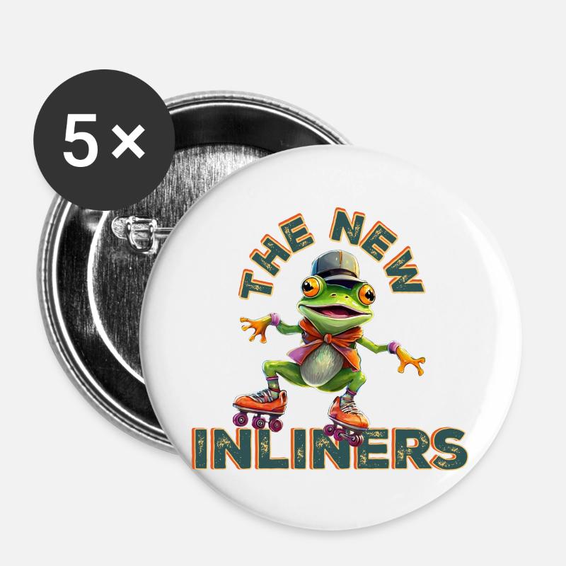 Inline Skates Roller Skates Frog 80s Skating Rink - Buttons large 2.2''/56 mm (5-pack) - white