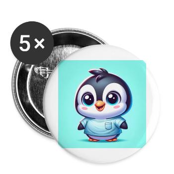 Penguins one - Buttons large 2.2''/56 mm (5-pack) - white - Front