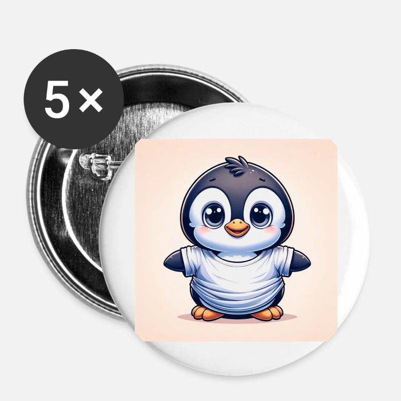 Penguins two - Buttons large 2.2''/56 mm (5-pack) - white