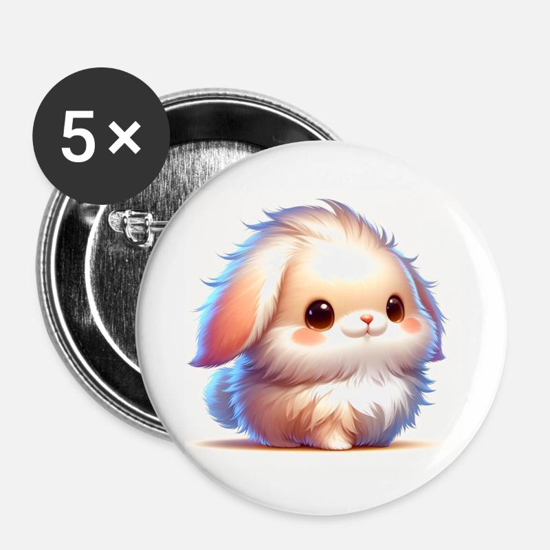 Bunny girl - Buttons large 2.2''/56 mm (5-pack) - white