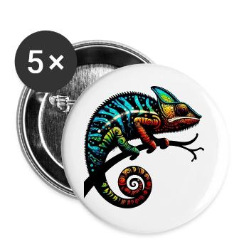 Caméléon - Lot de 5 grands badges (56 mm) - blanc - Devant