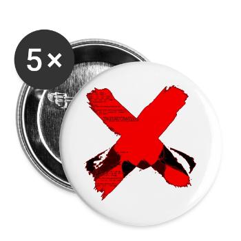 X Rouge sur Code Noir gregor size - Lot de 5 grands badges (56 mm) - blanc - Devant