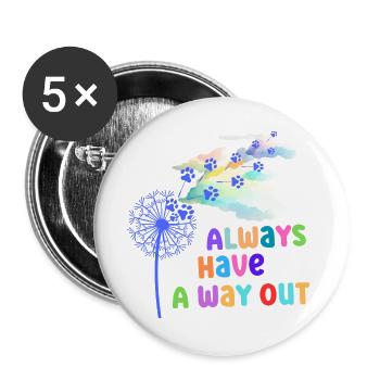 Graphiques colorés avec slogan - Lot de 5 grands badges (56 mm) - blanc - Devant